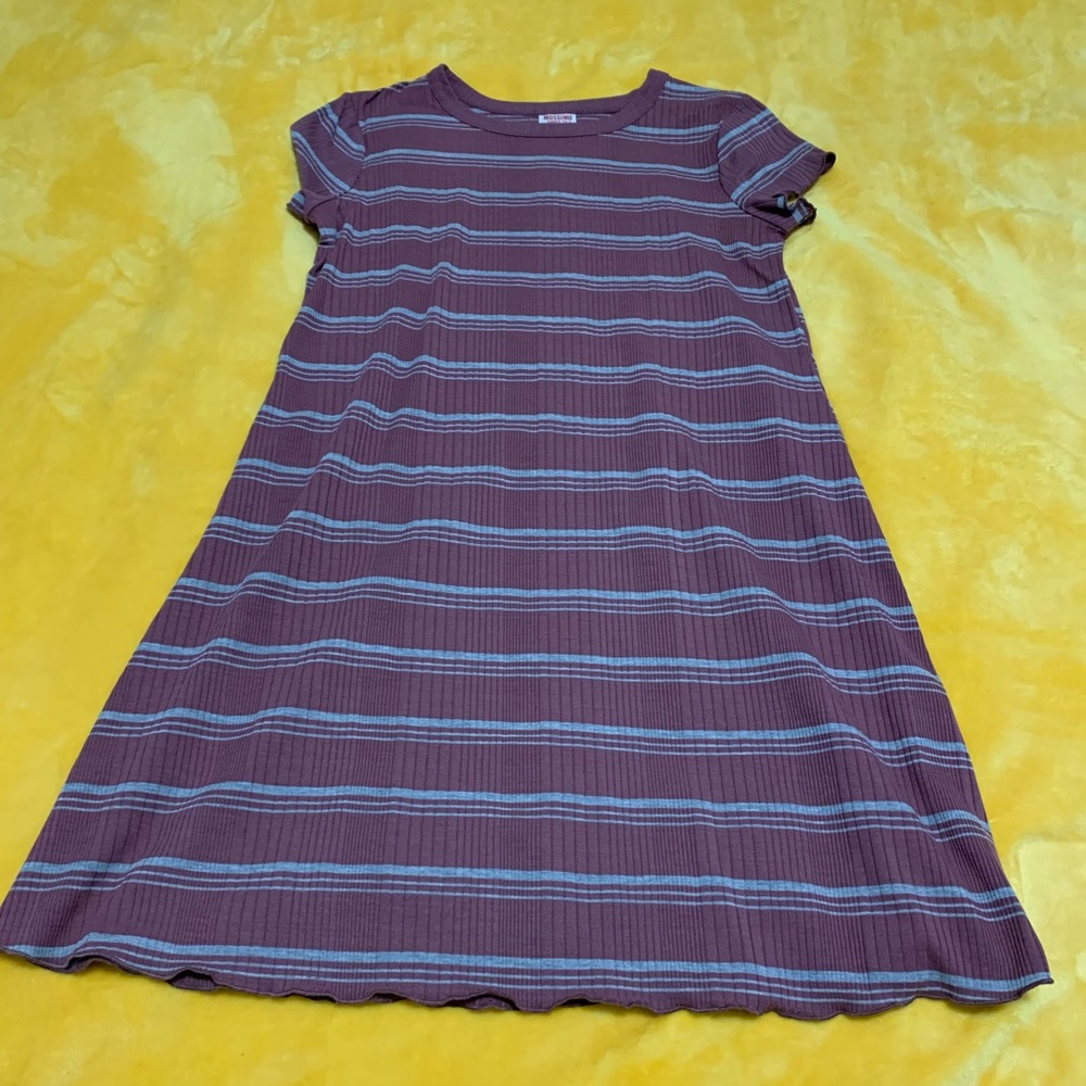 Pink & Grey Crewneck T-shirt Dress